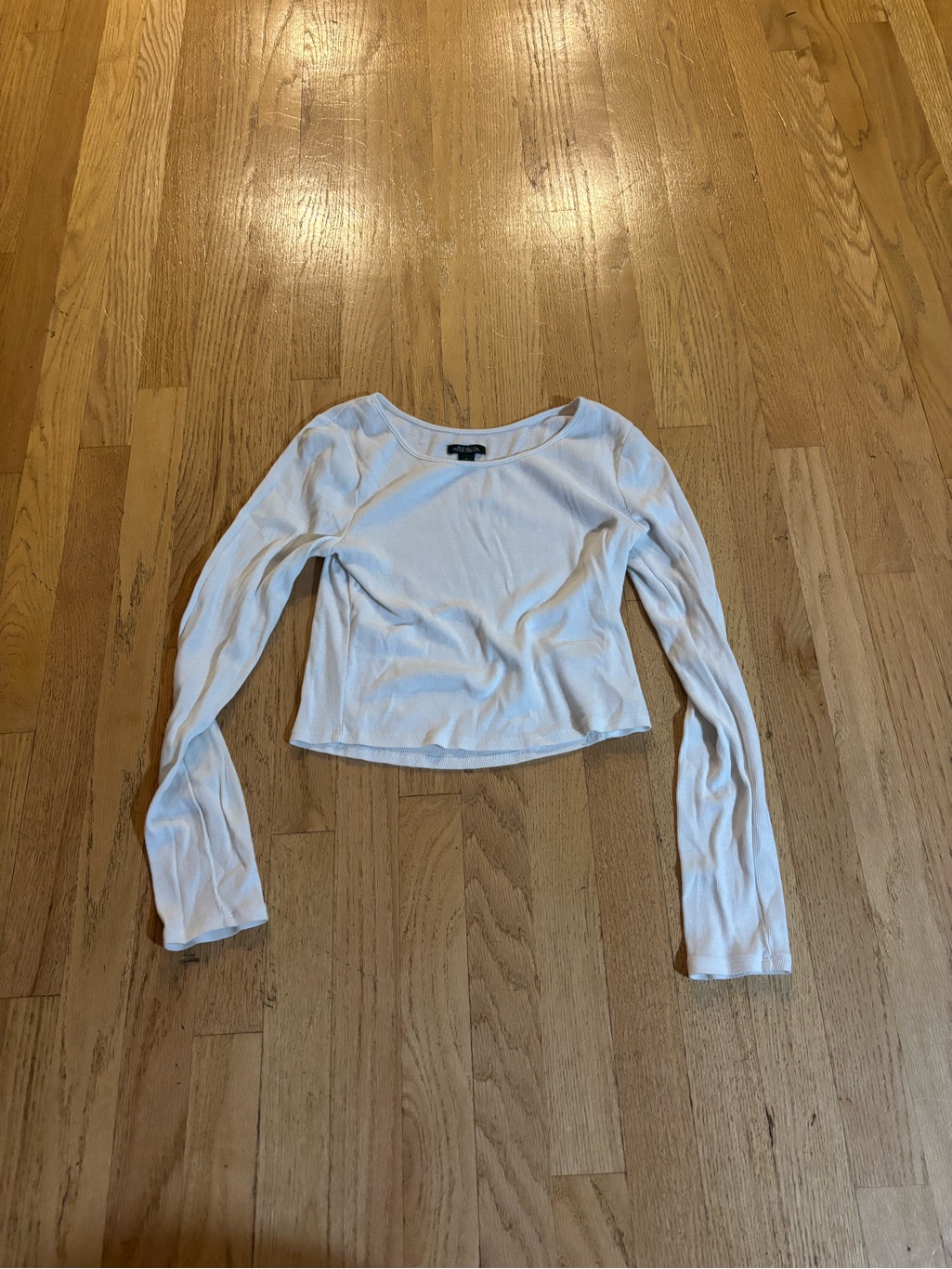 Wild Fable White Long-Sleeve Ribbed Crop Top